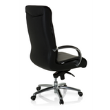 Siège pivotant XXL F 400 noir en cuir avec pied en étoile et cinq roulettes de hjh OFFICE – vue à 360° (vue de trois quarts arrière 120°)