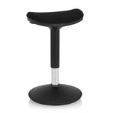 Siège assis-debout BALANCE SIT I B noir avec assise incurvée et pied rond de hjh OFFICE – vue à 360° (vue de face 20°)