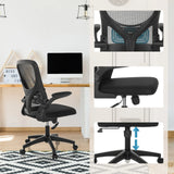 Siège de bureau à domicile BELIO de couleur noire avec dossier en maille et réglage de la hauteur de hjh OFFICE