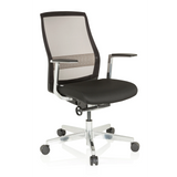 Siège de bureau haut de gamme FOUNTAINE PRO noir avec dossier en maille et piètement à cinq roulettes de hjh OFFICE – vue à 360° (vue de trois quarts avant 40°)