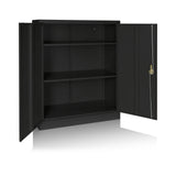 Armoire de classement COLOR AS 105 noire ouverte avec trois étagères et doubles portes de hjh OFFICE