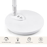 Pied blanc de la lampe de bureau Lumanova D3 avec commandes tactiles pour la mise en marche, l'arrêt et la variation de hjh OFFICE
