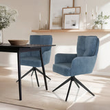 Deux chaises rembourrées TARUGO bleues avec revêtement en velours côtelé et piètement étoile noir de hjh LIVING
