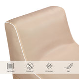 Détail du matériau beige du Canapé Gonflable Sitzolo Air avec symboles de résistance à l'eau et aux UV de hjh LIVING