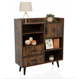 Commode MYRDAL en marron et noir avec deux tiroirs, un compartiment et un placard de hjh LIVING