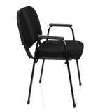 Chaise à quatre pieds XT 650 noire avec accoudoirs et assise rembourrée de hjh OFFICE – vue à 360° (vue de profil 80°)