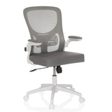 Siège de bureau à domicile BELIO W gris avec dossier en maille et piètement blanc à cinq roulettes de hjh OFFICE – vue à 360° (vue de trois quarts avant 30°)