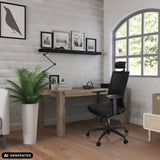 Siège de bureau de qualité professionnelle PORTO MAX HIGH I noir à un bureau en bois dans un bureau à domicile de hjh OFFICE (image générée par IA)