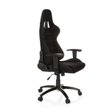 Fauteuil Gamer noir GAME FORCE avec appui-tête, accoudoirs et base à cinq roulettes de hjh OFFICE – vue à 360° (vue de trois quarts avant 60°)