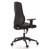 Siège de bureau de qualité professionnelle PRO-TEC 100 noir avec accoudoirs et base à cinq roulettes de hjh OFFICE – vue à 360° (vue de trois quarts arrière 120°)
