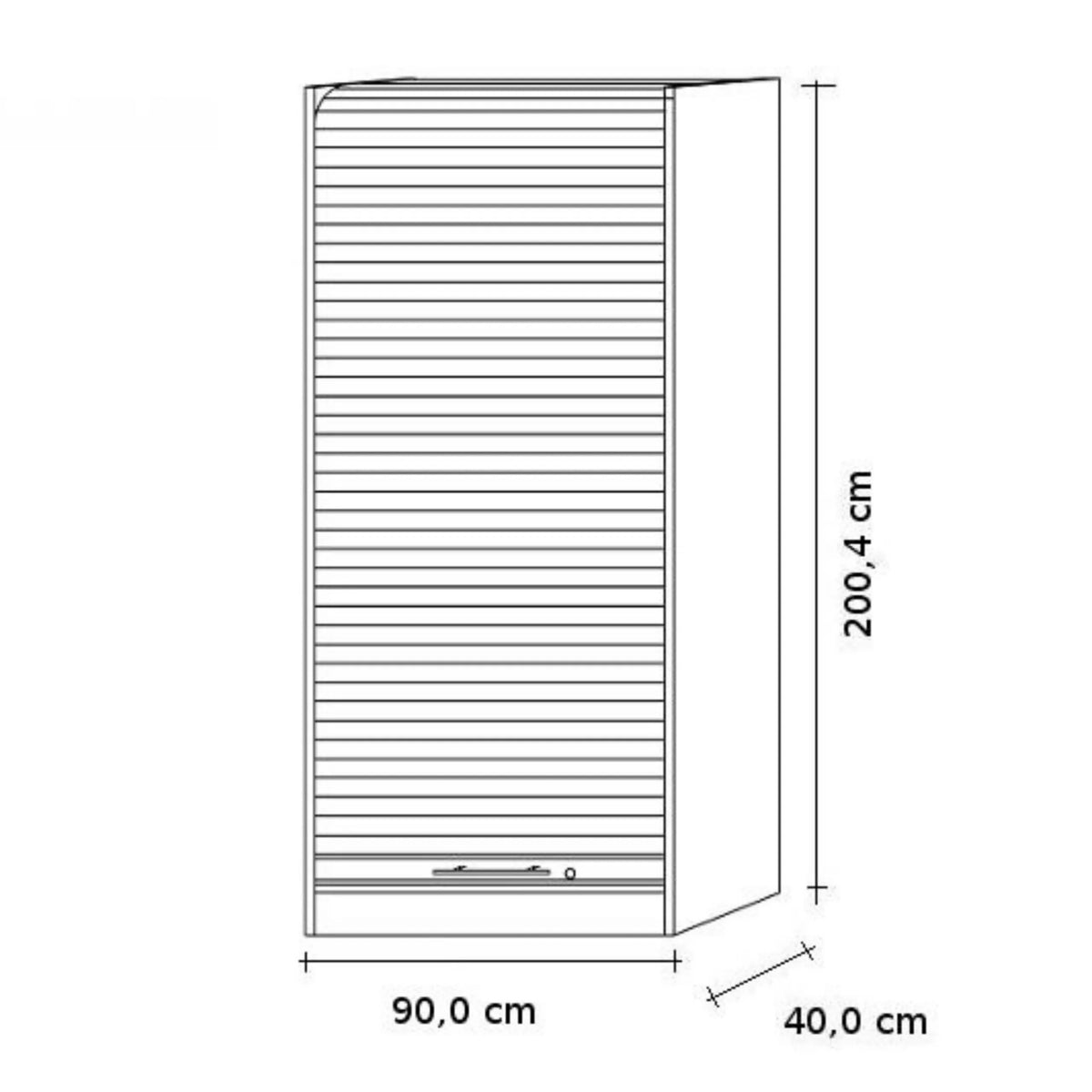 Dessin technique de l'armoire SIGNA R 90 de 200,4 × 90,0 cm de hjh OFFICE PRO