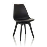 Chaise à coque SCANDI P noire avec quatre pieds de hjh OFFICE – vue à 360° (vue de trois quarts avant 30°)