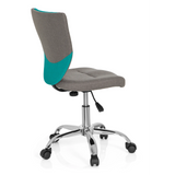 Chaise pivotante pour des enfants KIDDY COMFORT gris turquoise avec pied en étoile et cinq roulettes de hjh OFFICE – vue à 360° (vue de trois quarts arrière 120°)