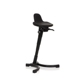 Siège assis-debout TOP WORK 34 noir avec assise, dossier et base à quatre pieds de hjh OFFICE – vue à 360° (vue de trois quarts avant 40°)