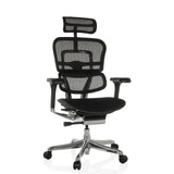 Siège de direction de luxe ERGOHUMAN GEN2 noir avec dossier en maille et base à cinq roulettes de hjh OFFICE – vue à 360° (vue de face 15°)