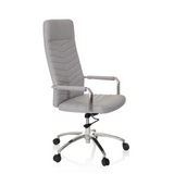 Siège de bureau à domicile SARANTO PLUS gris clair avec accoudoirs et piètement à cinq roulettes de hjh OFFICE – vue à 360° (vue de trois quarts avant 60°)