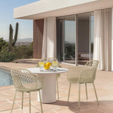 Chaise d'extérieur BEGIO L en beige avec dossier en maille et accoudoirs de hjh LIVING