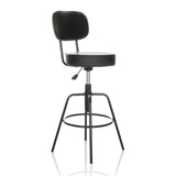 Tabouret de bar noir DISC HIGH avec dossier et repose-pieds rond de hjh OFFICE – vue à 360° (vue de trois quarts avant 45°)