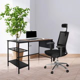 Bureau WORKSPACE H I en noir et marron avec deux étagères et une chaise de bureau noire de hjh OFFICE