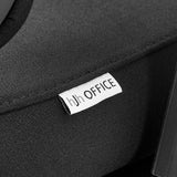 Étiquette logo tissée sur le revêtement en tissu noir du Siège de bureau de qualité professionnelle Ergomy F 2 de hjh OFFICE