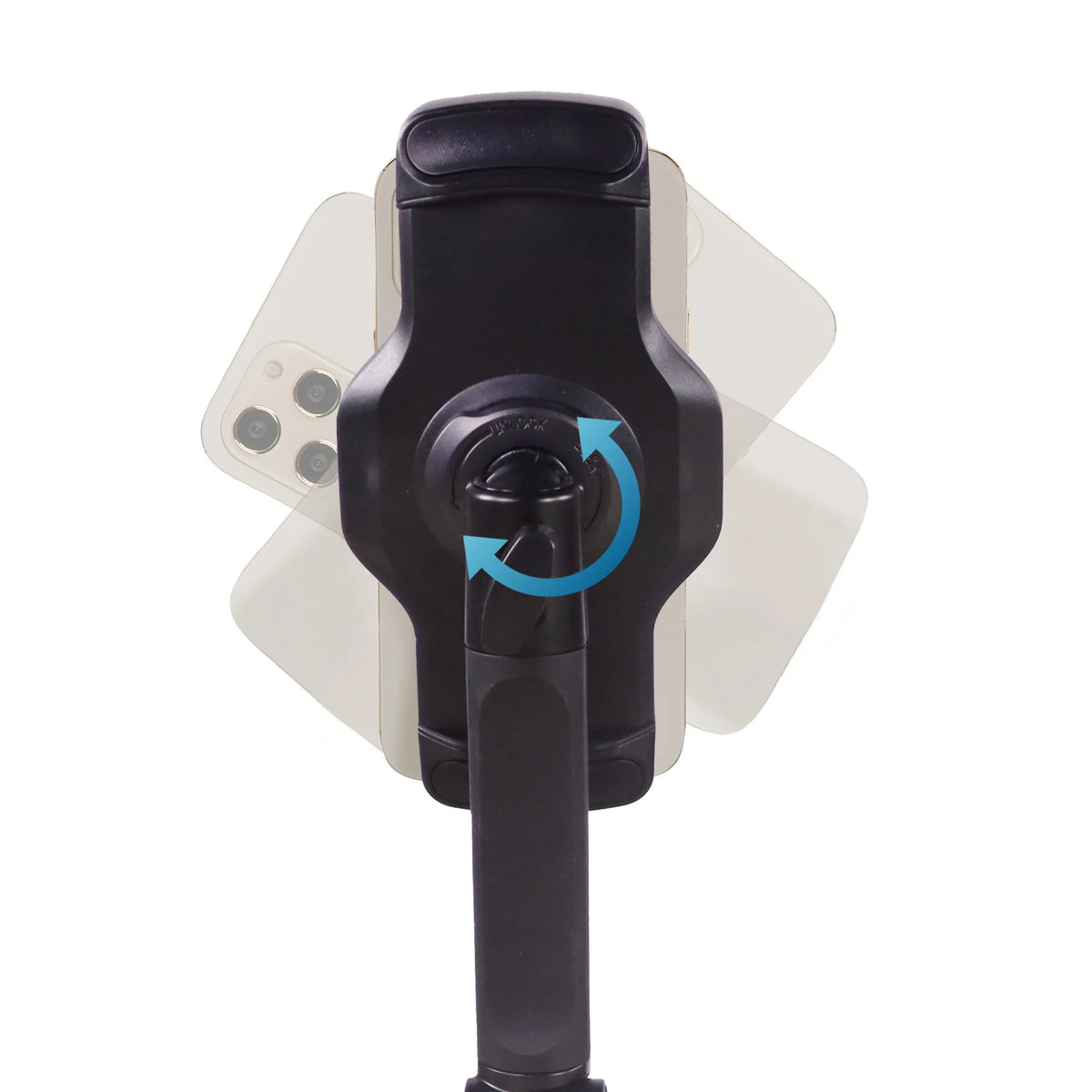 Rotule avec flèche de rotation bleue du support de téléphone portable & tablette FLEXMOBI III en noir de hjh OFFICE