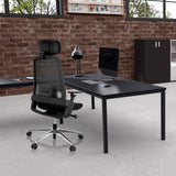Siège de bureau de qualité professionnelle BRACIO noir avec dossier en maille et appuie-tête de hjh OFFICE