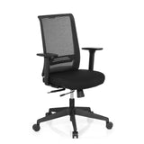 Siège de bureau de qualité professionnelle CONISTON noir avec dossier en maille et pied à cinq roulettes de hjh OFFICE – vue à 360° (vue de trois quarts avant 40°)