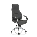 Siège de direction de qualité professionnelle ELEGANCE I gris avec accoudoirs et pied brillant à cinq roulettes de hjh OFFICE – vue à 360° (vue de trois quarts avant 40°)