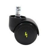 Roulettes 5x ROLO ESD 11mm/50mm noires pour sols durs avec un symbole d'éclair jaune sur la bande de roulement de hjh OFFICE