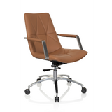 Siège de bureau à domicile SARANTO II couleur camel avec surpiqûres et base à cinq roulettes de hjh OFFICE – vue à 360° (vue de trois quarts avant 40°)