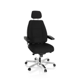 Siège pivotant XXL 24 HOURS I noir avec appuie-tête et étoile à cinq roulettes de hjh OFFICE – vue à 360° (vue de face 20°)