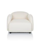 Fauteuil de salon VERDUNA blanc avec revêtement en tissu structuré et pieds noirs courts de hjh LIVING – vue à 360° (vue de face 0°)