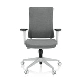 Siège de bureau de qualité professionnelle COMFIO WP gris avec accoudoirs et piètement blanc à cinq roulettes de hjh OFFICE – vue à 360° (vue de face 0°)