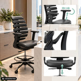 Accoudoirs et hauteur d'assise réglables de la chaise de comptoir ERGO LINE II WORK de hjh OFFICE (image générée par IA)