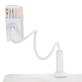 Bras col de cygne flexible du support de téléphone portable & tablette FLEXMOBI I en blanc de hjh OFFICE