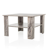 Table basse grise BISMO avec une étagère effet marbre de hjh LIVING – vue à 360° (vue de trois quarts avant 45°)