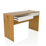 Tiroir blanc ouvert du bureau BERGA en chêne et blanc de hjh LIVING