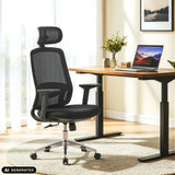 Siège de bureau de qualité professionnelle Ergosento noir avec appui-tête à un bureau de hjh OFFICE (image générée par IA)