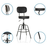 Tabouret de bar DISC HIGH noir avec dossier, réglage de la hauteur par vérin à gaz et repose-pieds circulaire de hjh OFFICE