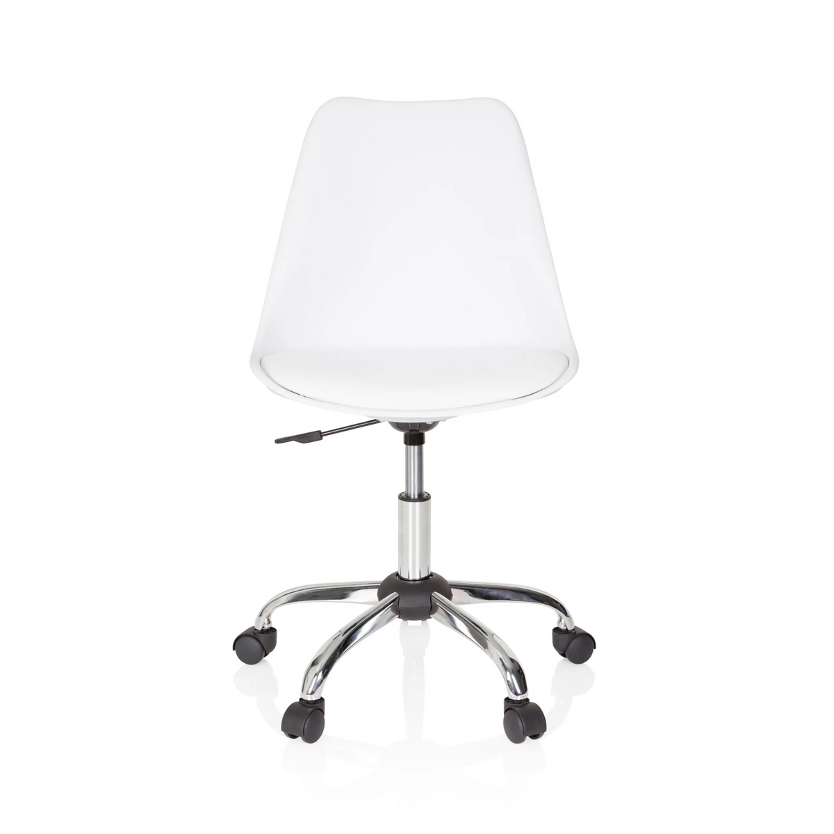 Siège de bureau à domicile FANCY PRO blanc avec étoile et cinq roulettes de hjh OFFICE – vue à 360° (vue de face 0°)