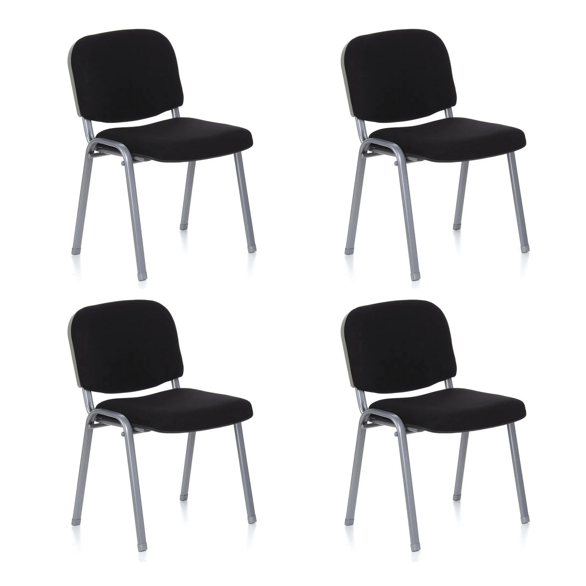 Lot de quatre chaises à quatre pieds XT 600 S en noir avec structure argentée de hjh OFFICE