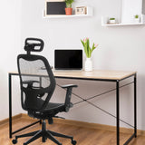 Siège de bureau de qualité professionnelle AIR-PORT en noir avec dossier et assise en maille à un bureau de hjh OFFICE