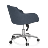 Siège de bureau à domicile SOLAO 100 gris foncé avec coque rembourrée et base à cinq roulettes de hjh OFFICE – vue à 360° (vue de trois quarts arrière 120°)