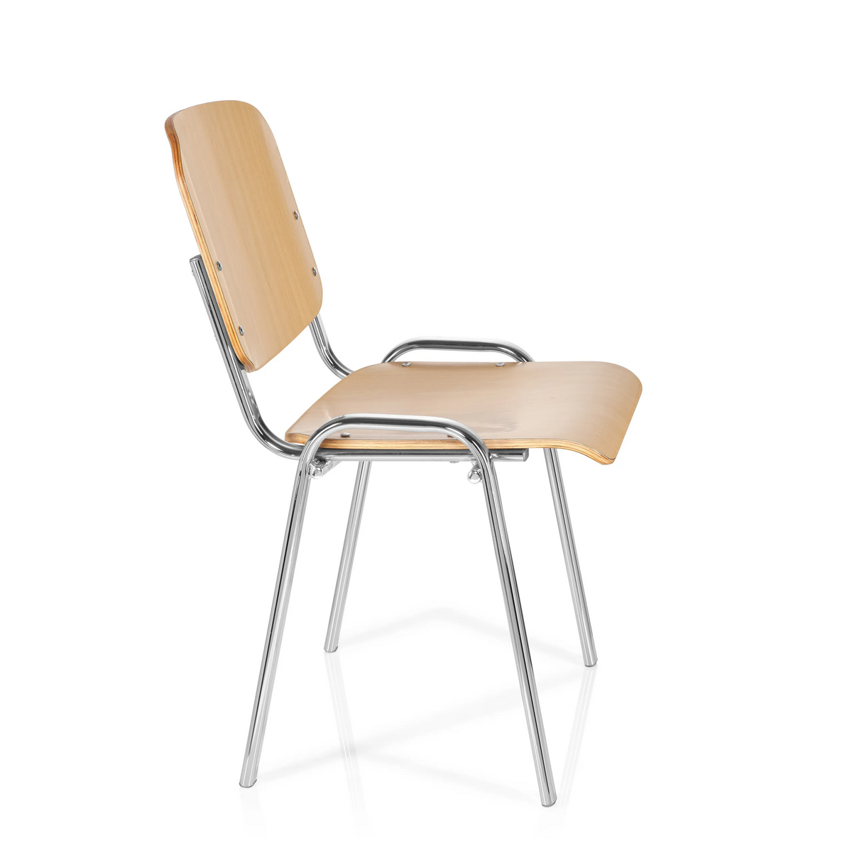 Chaise à quatre pieds XT 600 C H en hêtre avec structure en chrome de hjh OFFICE – vue à 360° (vue de profil 80°)