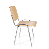 Chaise à quatre pieds XT 600 C H en hêtre avec structure en chrome de hjh OFFICE – vue à 360° (vue de profil 80°)