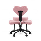 Vue arrière de la chaise de méditation Asanasit rose avec dossier en forme de cœur et pied en croix noir de hjh LIVING