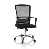 Siège de bureau à domicile STAR-TEC S noir avec dossier en maille et base à cinq roulettes de hjh OFFICE – vue à 360° (vue de face 15°)