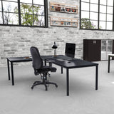 Siège de bureau de qualité professionnelle ZENIT PRO noir avec accoudoirs à un bureau en L de hjh OFFICE