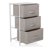 Commode grise FOLDRESS M avec trois tiroirs en tissu et structure en métal blanc de hjh LIVING
