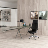 Siège de direction de qualité professionnelle VELVET en noir avec dossier haut et roulettes de hjh OFFICE